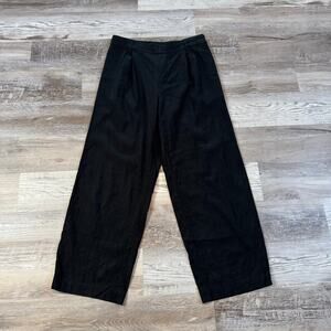 Vince Black Linen Blend Pull-On Pants Women’s Large Elastic Waist
